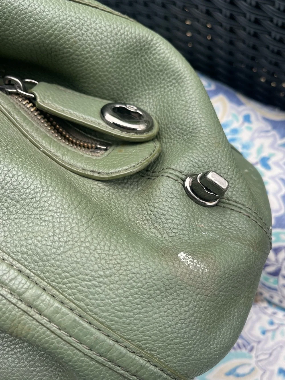 Coach Edie Pebble Leather Shoulder Bag – Green Turnlock Closure Purse Supple